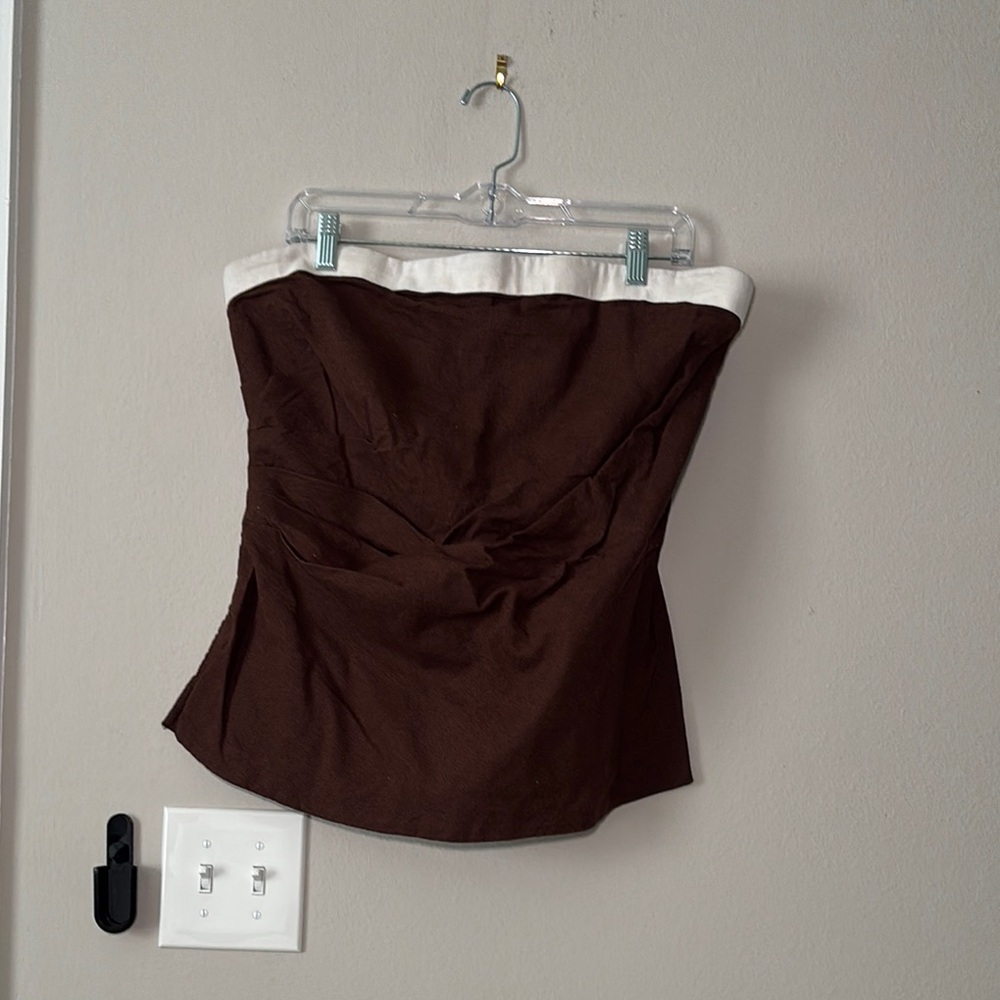 Abercrombie & Fitch Brown Strapless Bustier with Cream Trim